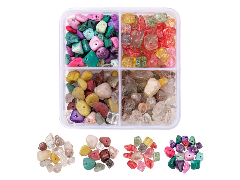 Achat Boîte de 4 compartiments de perles naturelles et synthétiques