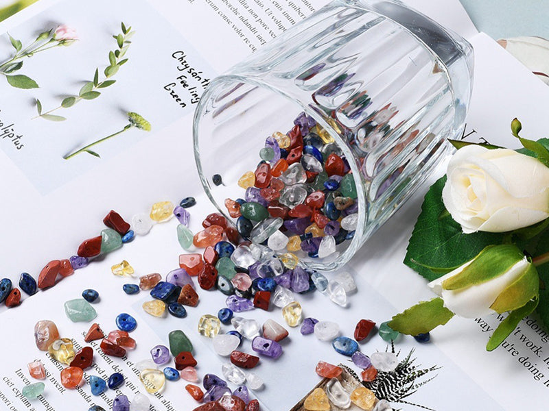 achat Boîte de perles de pierres précieuses mélangées
