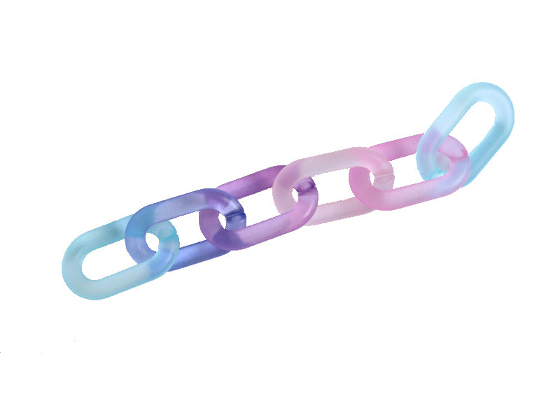 Achat Lot de 50 maillons ovales en acrylique - 27 x 16,5 mm - Bleu, violet et rose
