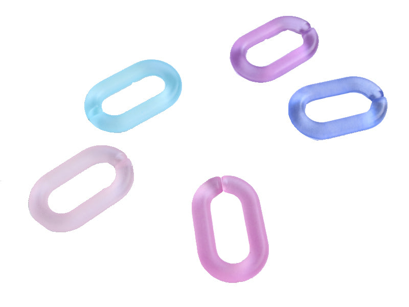 achat Lot de 50 maillons ovales en acrylique - 27 x 16,5 mm - Bleu, violet et rose