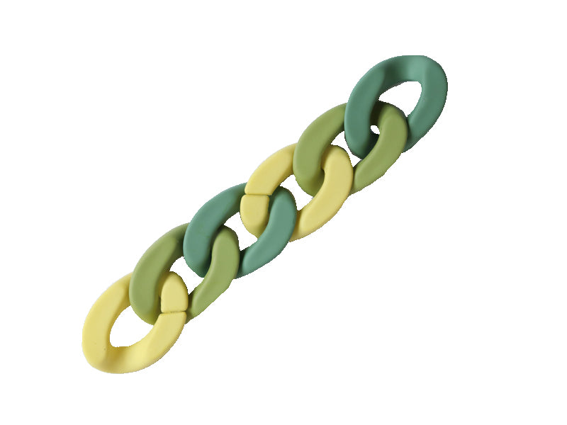 achat Lot de 50 maillons mates en acrylique - 30 x 21 mm - Vert et jaune