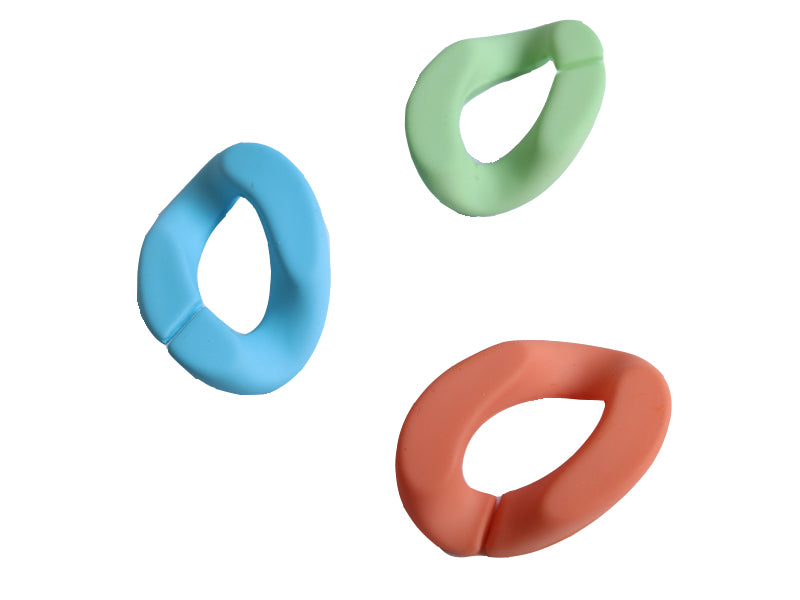 Achat Lot de 50 maillons mates en acrylique - 30 x 21 mm - Bleu, orange et vert