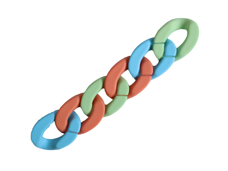 achat Lot de 50 maillons mates en acrylique - 30 x 21 mm - Bleu, orange et vert