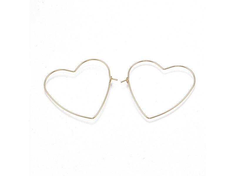 Achat Boucles d'oreilles créoles en forme de coeur - Doré à l'or fin 18k