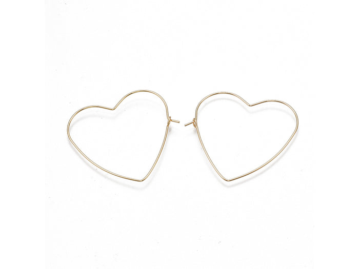 Achat Boucles d'oreilles créoles en forme de coeur - Doré à l'or fin 18k