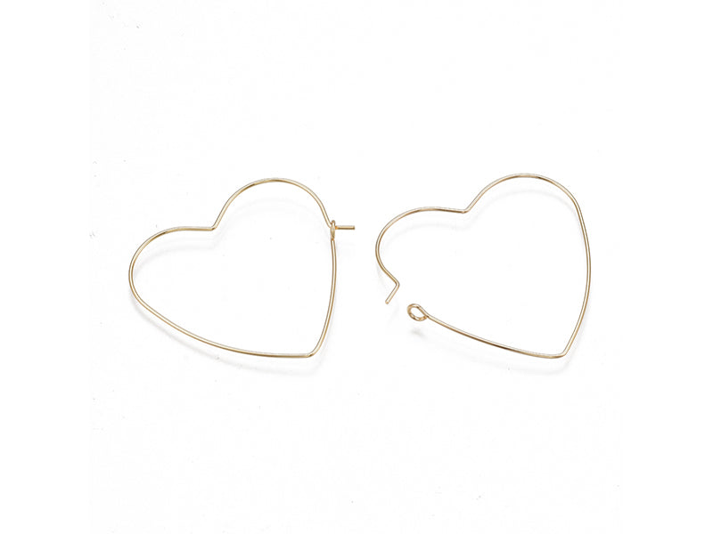 achat Boucles d'oreilles créoles en forme de coeur - Doré à l'or fin 18k