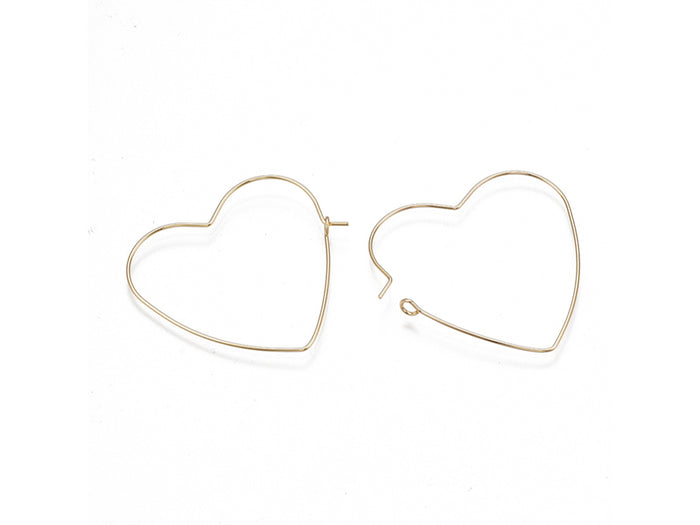 Achat Boucles d'oreilles créoles en forme de coeur - Doré à l'or fin 18k