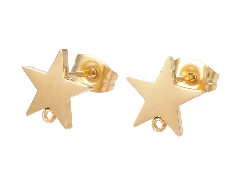 Achat Paire de boucles d'oreilles en forme d'étoile - Acier inoxydable - Doré