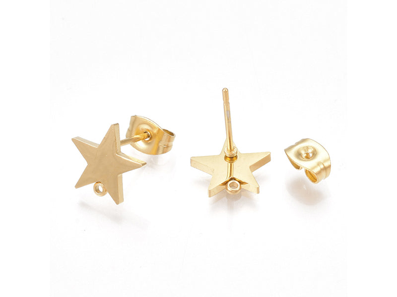 achat Paire de boucles d'oreilles en forme d'étoile - Acier inoxydable - Doré