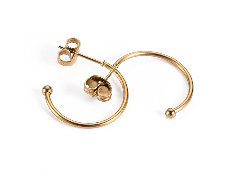 Achat Boucles d'oreilles demi-créoles pour perles heishi - Doré à l'or fin 18k - 19 x 20 x 1.5 mm