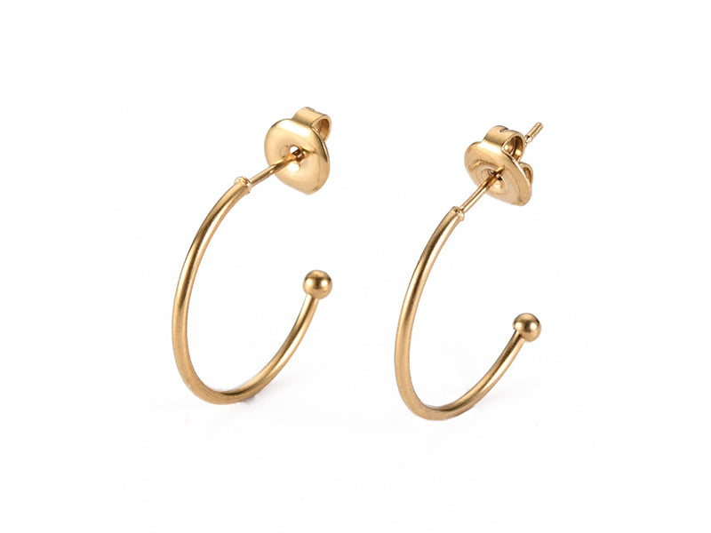 Achat Boucles d'oreilles demi-créoles pour perles heishi - Doré à l'or fin 18k - 19 x 20 x 1.5 mm