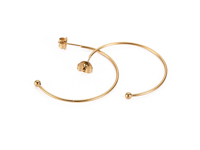 achat Boucles d'oreilles demi-créoles pour perles heishi - Doré à l'or fin 18k - 36 x 36 mm