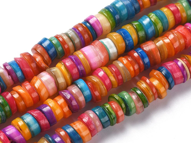 Achat Lot de 20 perles heishi naturelles 6 mm  en coquillage - Multicolore