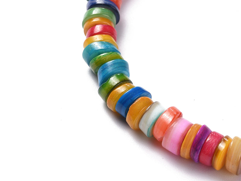 achat Lot de 20 perles heishi naturelles 6 mm  en coquillage - Multicolore
