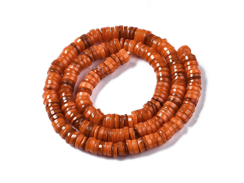 Achat Lot de 20 perles heishi naturelles 6 mm en coquillage - Orange