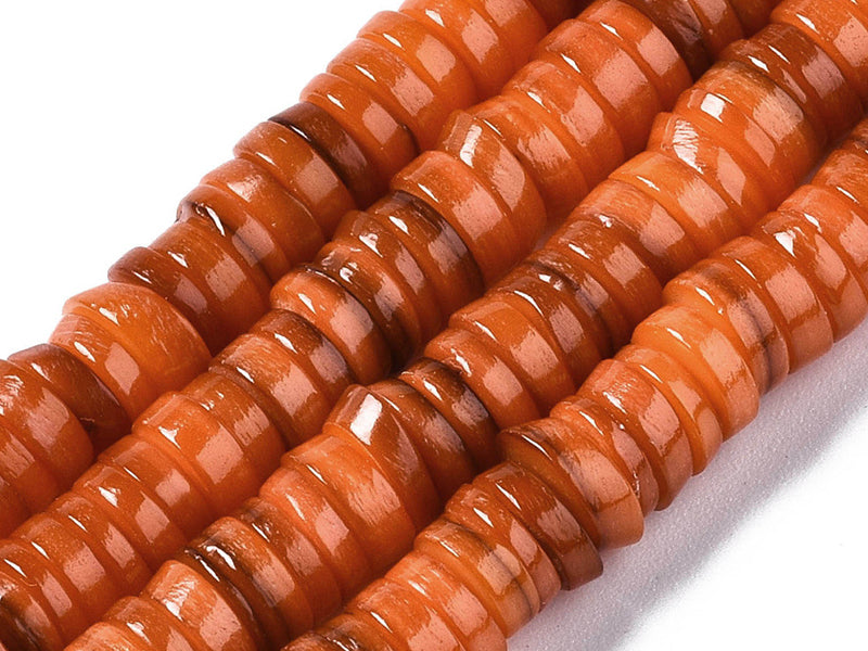 Achat Lot de 20 perles heishi naturelles 6 mm en coquillage - Orange
