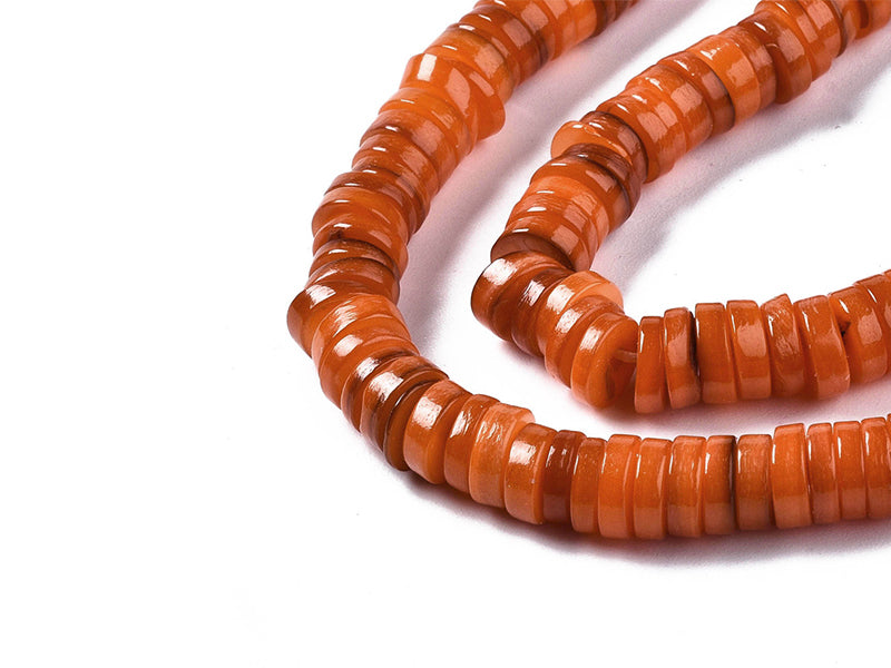 achat Lot de 20 perles heishi naturelles 6 mm en coquillage - Orange