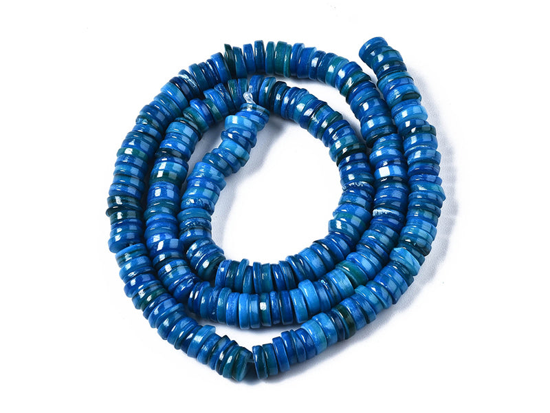 Achat Lot de 20 perles heishi naturelles 6 mm en coquillage - Bleu acier