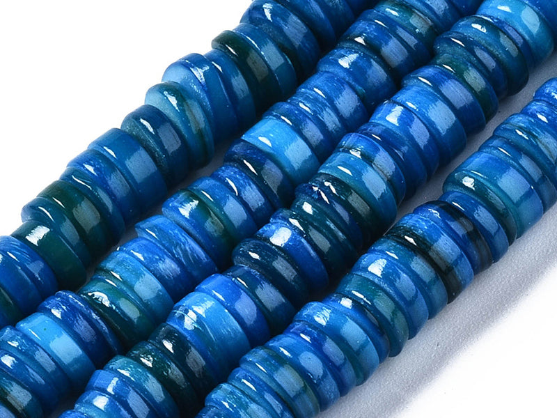 Achat Lot de 20 perles heishi naturelles 6 mm en coquillage - Bleu acier