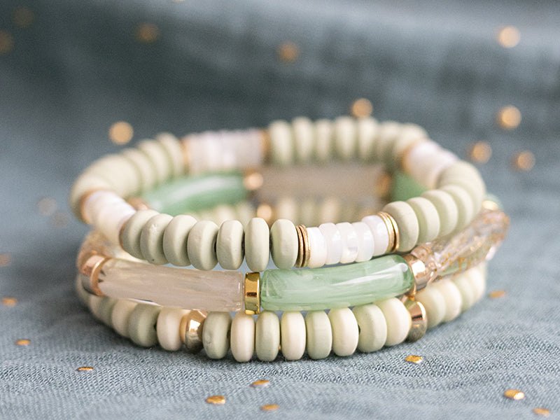 achat Lot de 5 perles tubes - Imitation naturelle marbre 6 mm - Vert clair