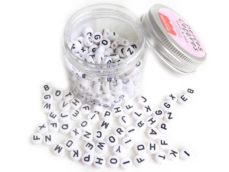 Achat Pot perles lettres – Blanc et noir