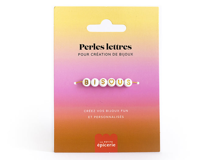 Achat Perles lettres "Bisous" pour bracelet à personnaliser