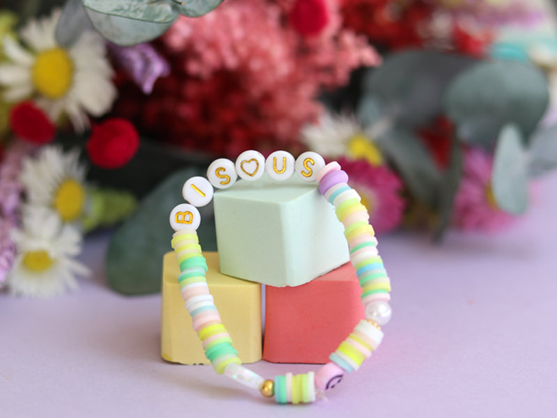 achat Perles lettres "Bisous" pour bracelet à personnaliser