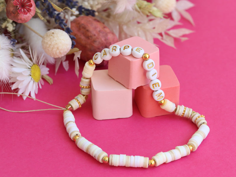 achat Perles lettres "Carpe Diem" pour bracelet à personnaliser