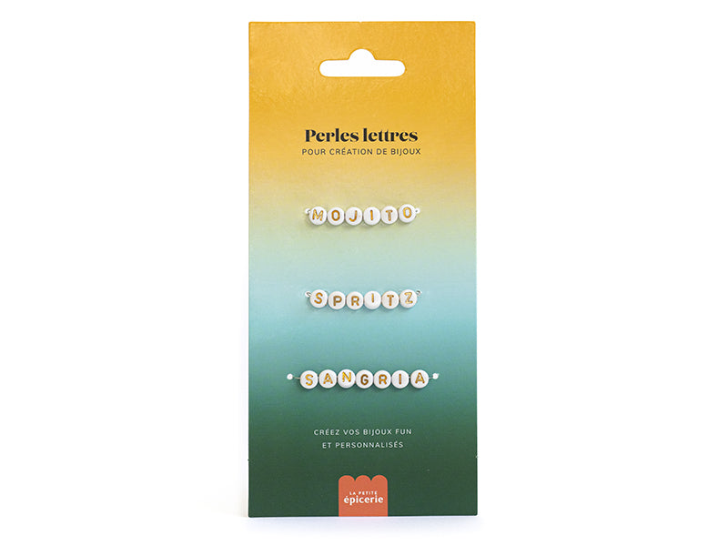 Achat Perles lettres 3 mots pour bracelet à personnaliser - Sangria, Mojito et Spritz