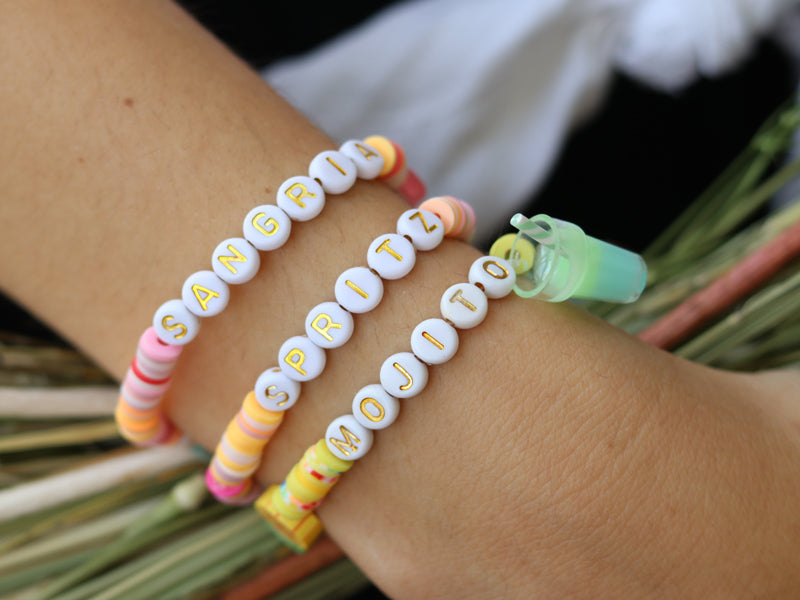 Achat Perles lettres 3 mots pour bracelet à personnaliser - Sangria, Mojito et Spritz