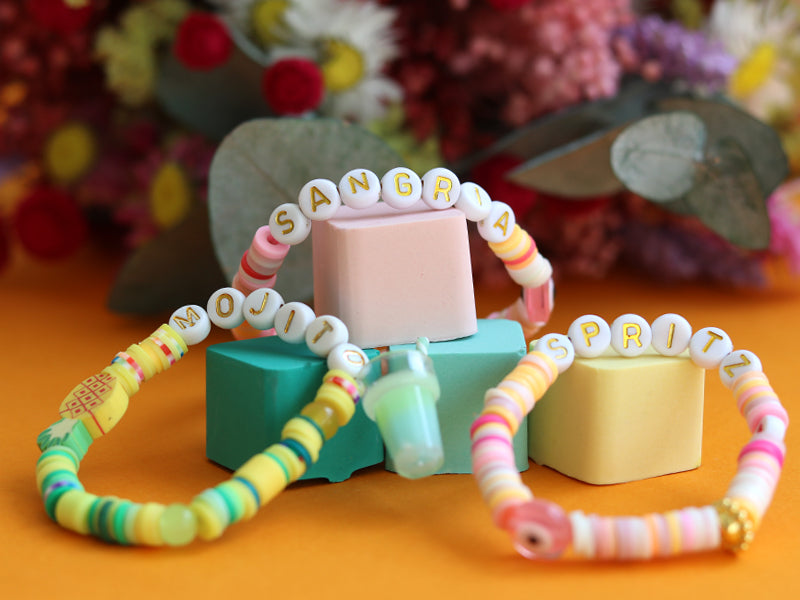 achat Perles lettres 3 mots pour bracelet à personnaliser - Sangria, Mojito et Spritz