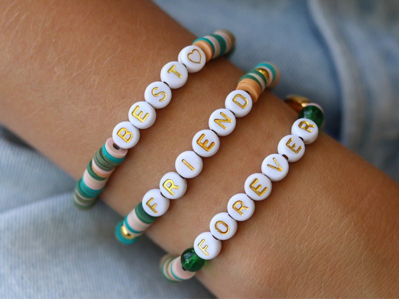 achat Perles lettres 3 mots pour bracelet à personnaliser - Best, Friend et Forever