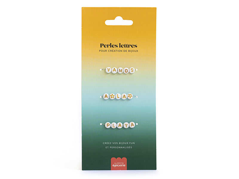 Achat Perles lettres 3 mots pour bracelet à personnaliser - Vamos, A la et Playa