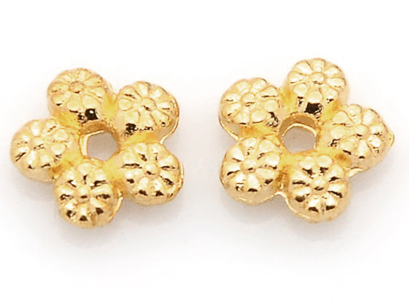 Achat 20 perles fleurs intercalaires plates et dorées - 7 mm