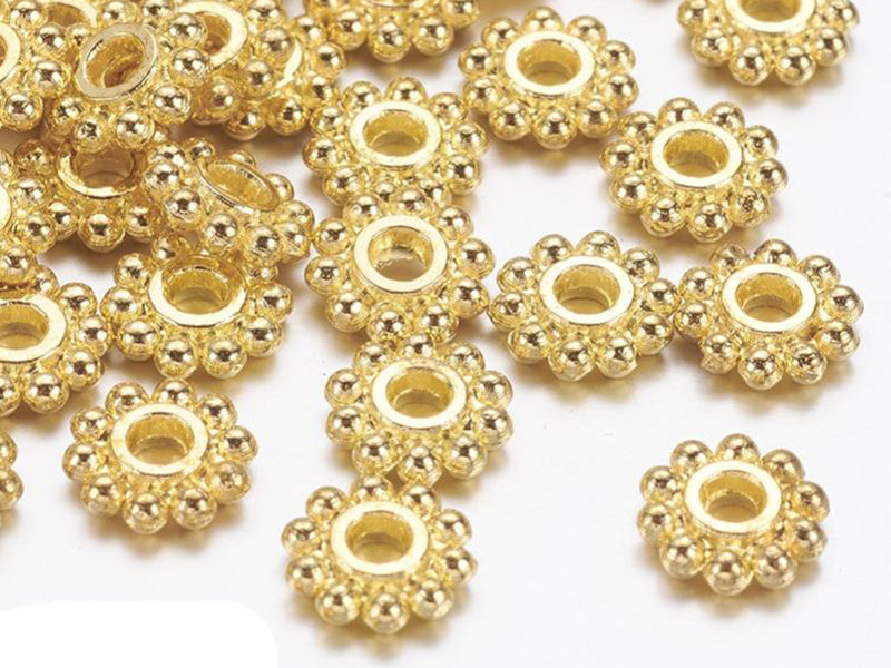Achat 20 perles intercalaires à petites boules dorées - 6,5 mm