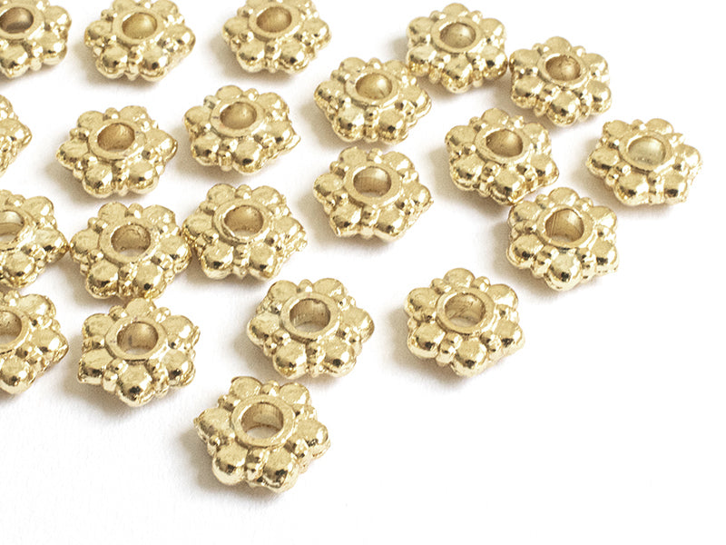Achat 20 perles intercalaires en forme de fleurs - Doré à l'or fin 18 K - 7,5 mm