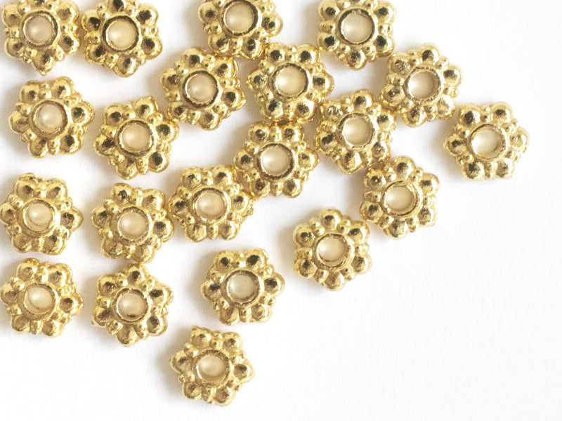 achat 20 perles intercalaires en forme de fleurs - Doré à l'or fin 18 K - 7,5 mm