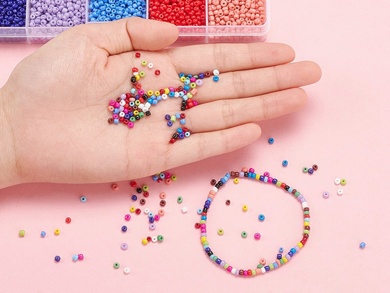 achat Boite de 15 couleurs de perles de rocailles - taille 8/0 soit 3 mm de diam env.