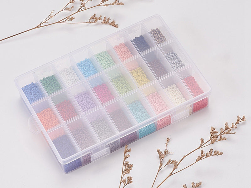 Achat Boite de 24 couleurs de perles de rocailles ronde - 12/0 soit environ 2 mm de diam env.