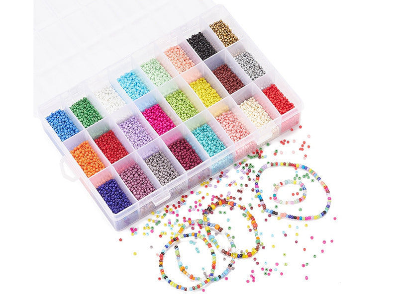 achat Boite de 24 couleurs de perles de rocailles ronde - 12/0 soit environ 2 mm de diam env.