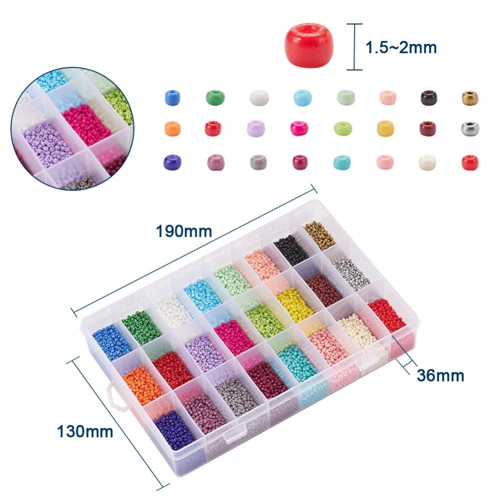 achat Boite de 24 couleurs de perles de rocailles ronde - 12/0 soit environ 2 mm de diam env.