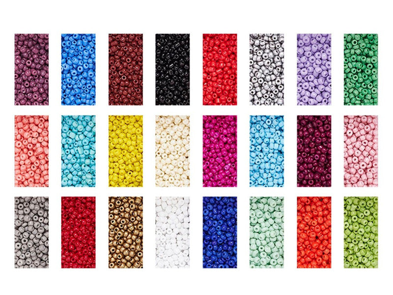achat Boite de 24 couleurs de perles de rocailles rondes - 8/0 soit environ 3 mm de diam.