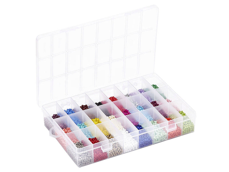 achat Boite de 24 couleurs de perles de rocailles rondes - 8/0 soit environ 3 mm de diam.