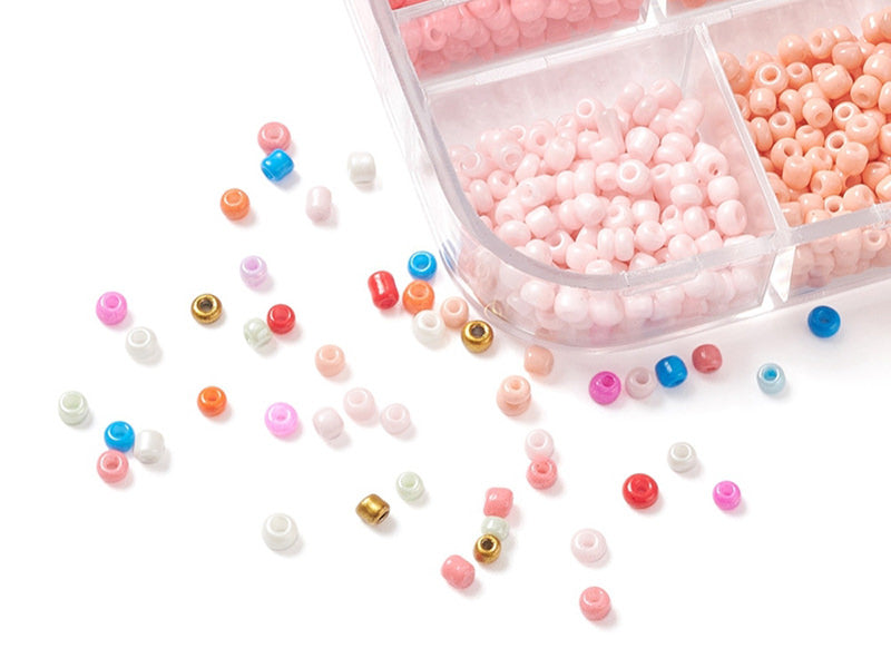 achat Boite de 12 couleurs estivales de perles de rocailles rondes - 2mm - 3000 pcs environ