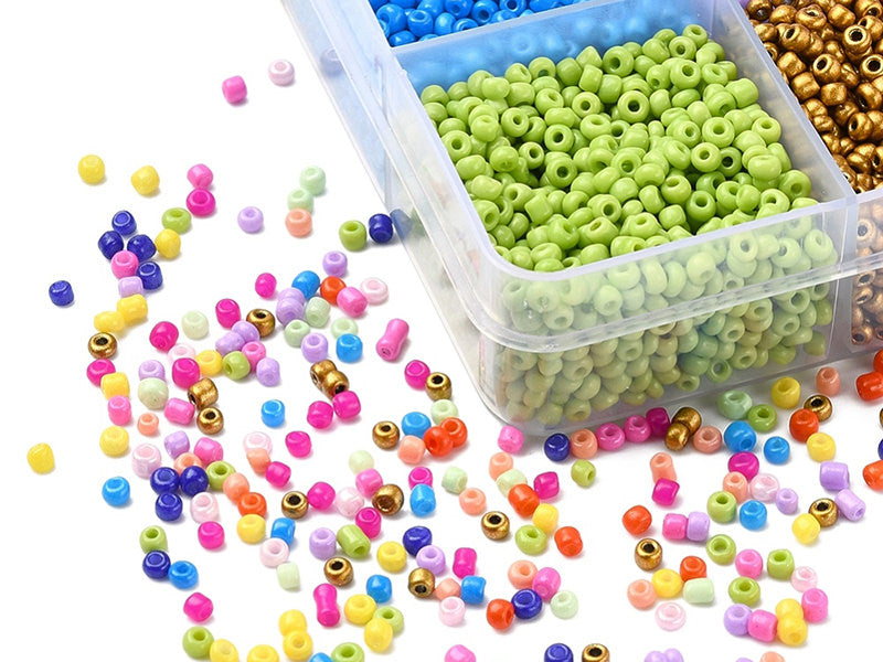 Achat Boite de 12 couleurs pop de perles de rocailles rondes 12/0 - 2 mm - 15000 pcs