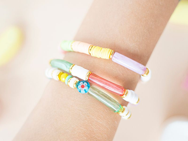 Achat Lot de 5 perles tubes transparentes en résine 6 mm - Jaune
