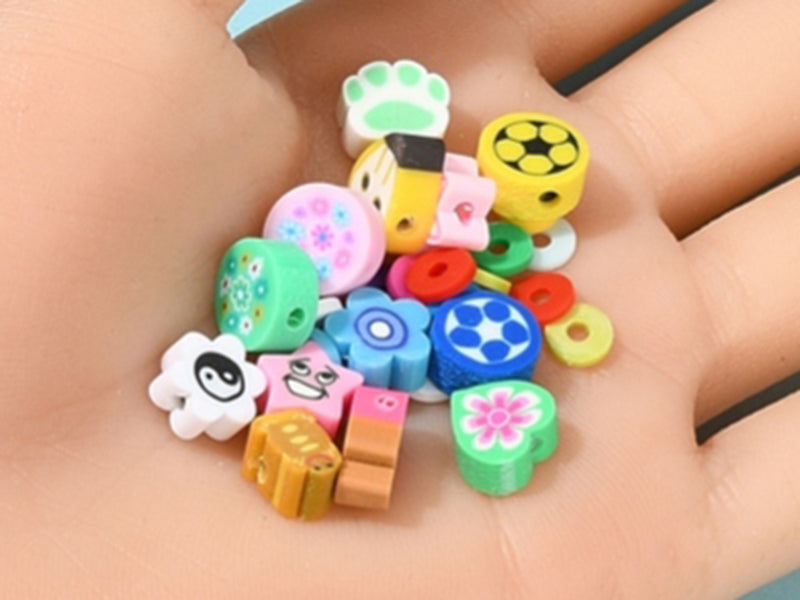 achat Boite de 15 styles de perles en pâte polymère - Multicolore
