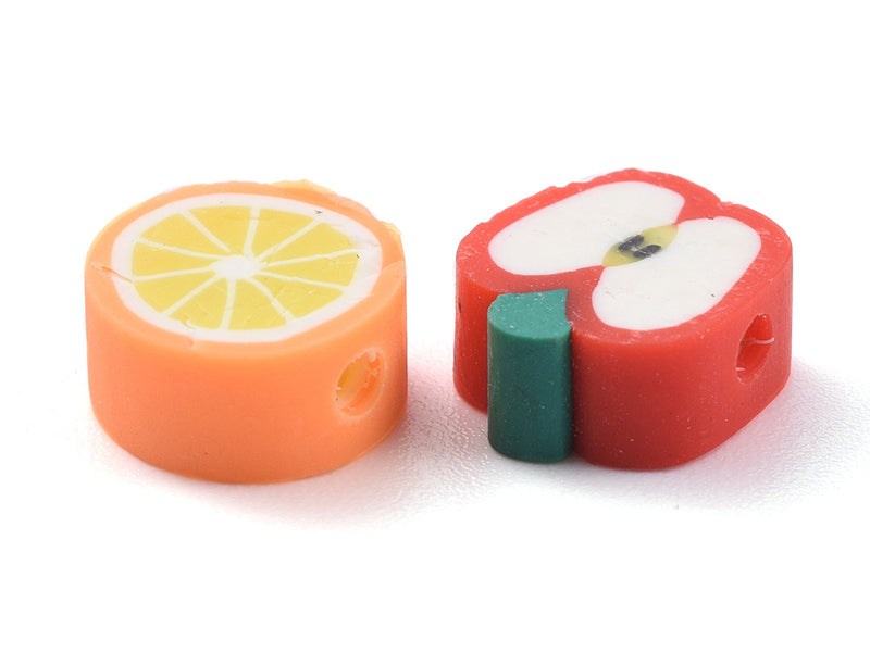 Achat Boite de 12 compartiments de perles fruits en pâte polymère - Multicolore