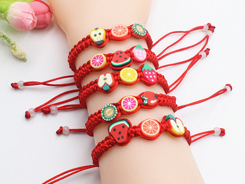 achat Boite de 12 compartiments de perles fruits en pâte polymère - Multicolore