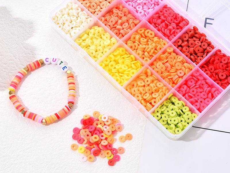 Achat Boite de 15 couleurs de perles heishi - Couleurs chaudes